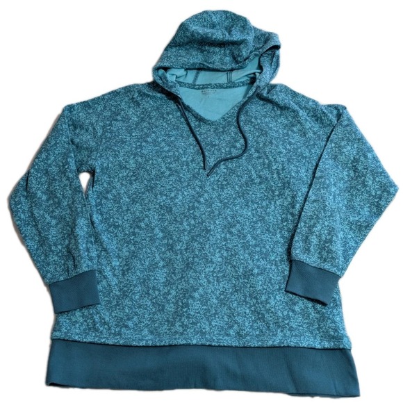 Athleta Tops - Athleta Womens Pullover Hoodie Small Teal‎ Heathered V Neck Athleisure